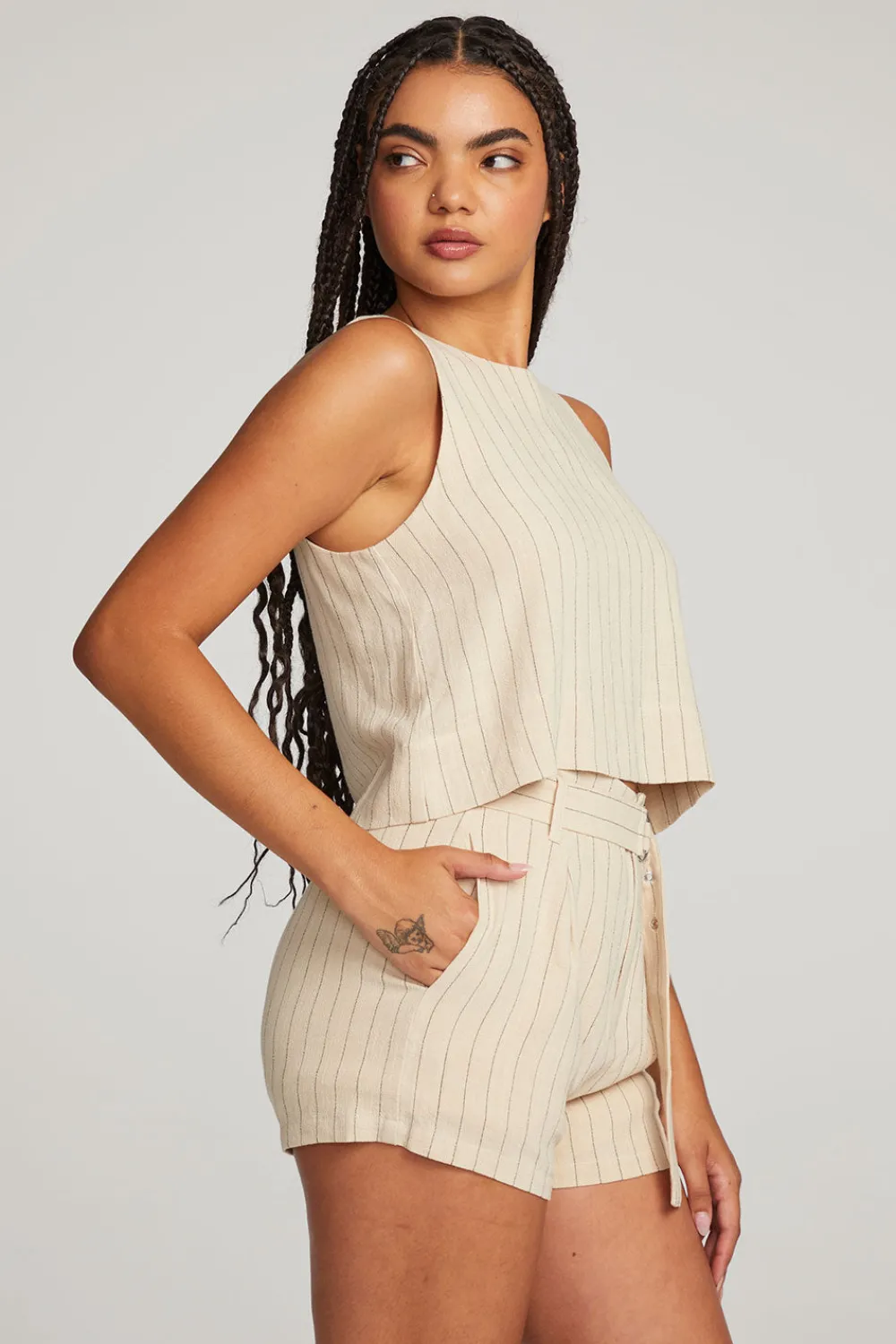 Store Riley White Pinstripe Tank Women Loungewear|Tops