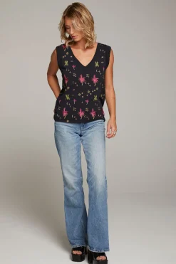 Online Rolled Night Palm Armhole V-neck Muscle Tank Women Loungewear|Tops
