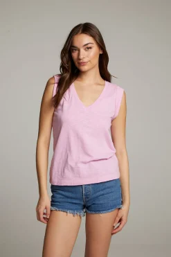 New Rolled Pastel Lavender Armhole V-neck Muscle Tank Women Loungewear|Tops