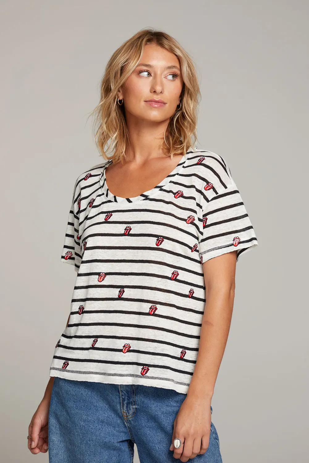Online Rolling Stones All Over Logo Tee Women Loungewear|Music