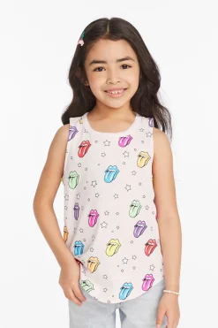 Hot Rolling Stones Tongue Logo Girls Muscle Tee Women/Kids Girls|Music
