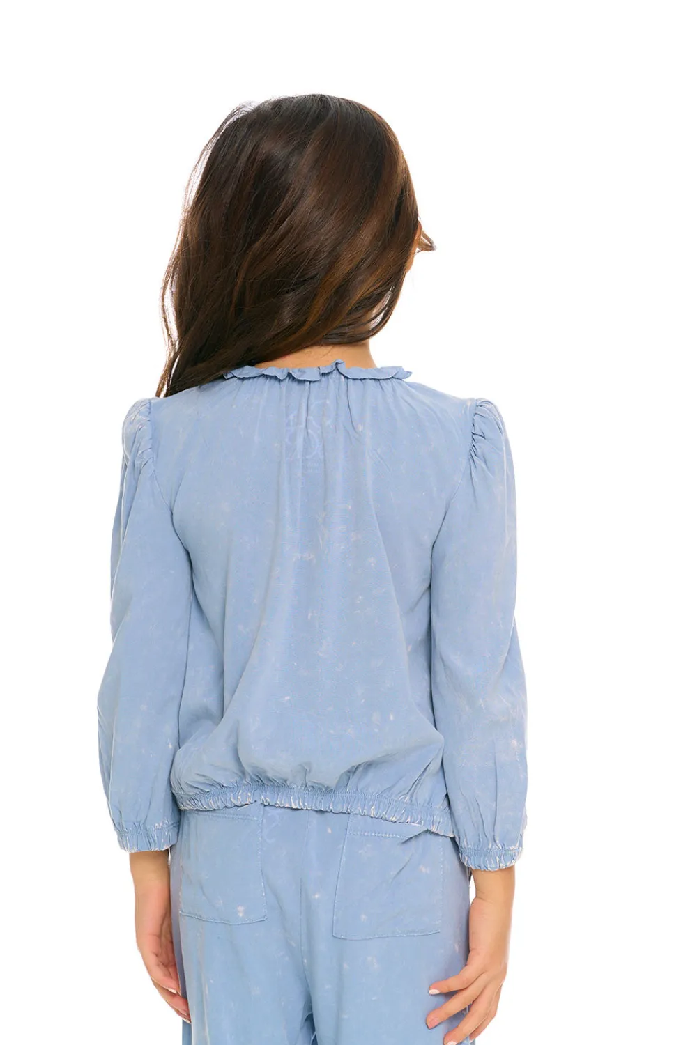 Online Ruffle Neck Pocket Shirred Tee Kids Girls