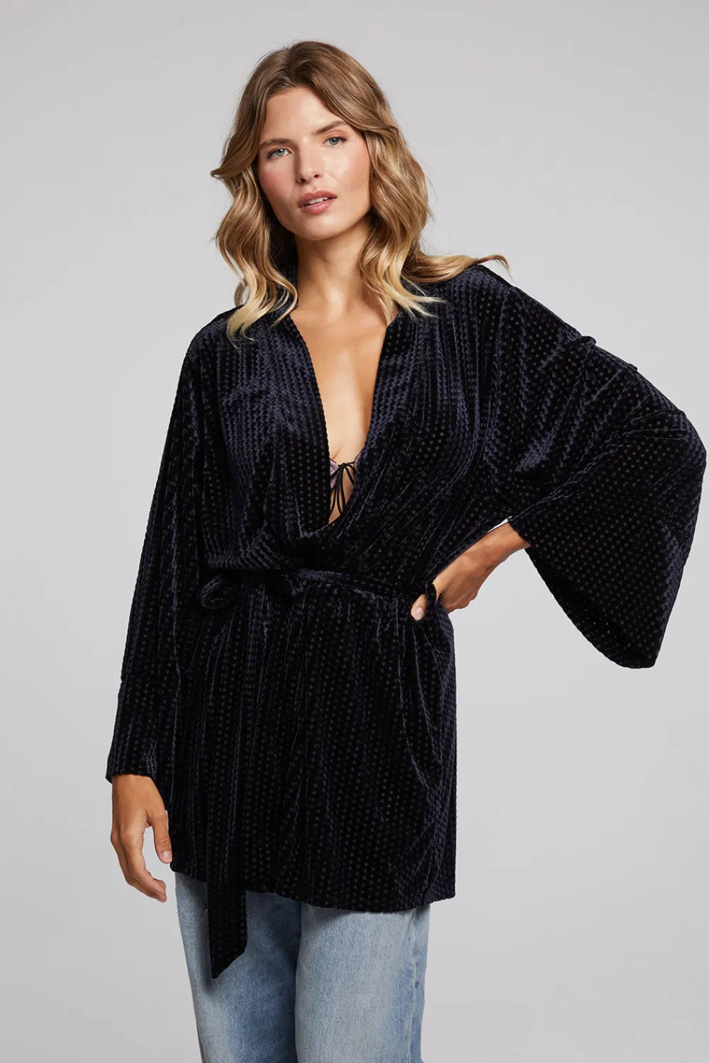 Online Salina Check Burnout Kimono Women Loungewear|Tops