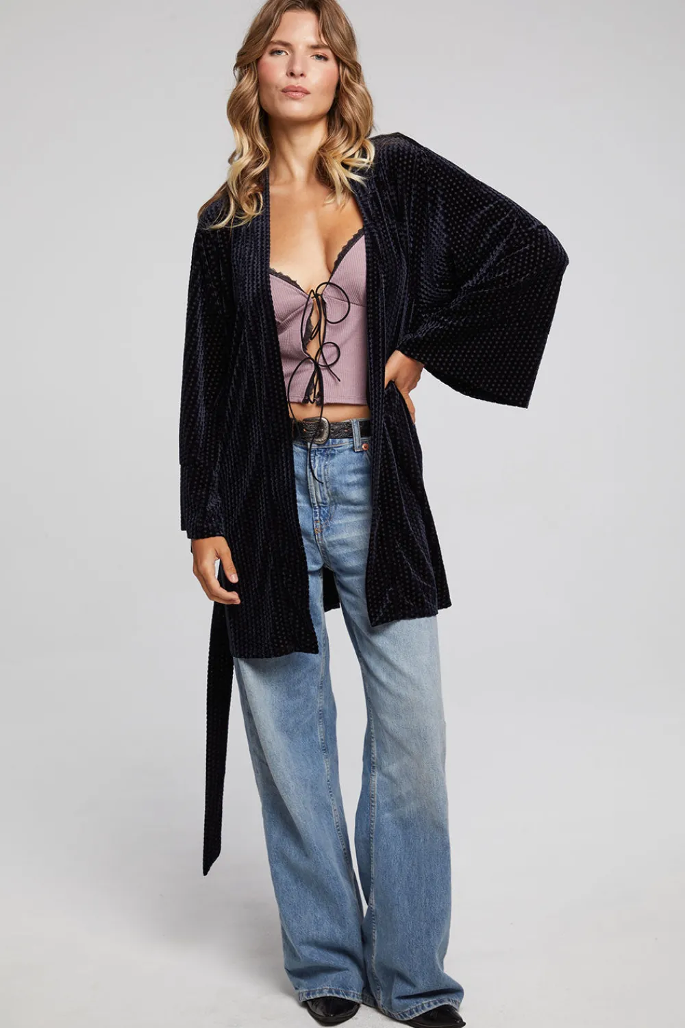Online Salina Check Burnout Kimono Women Loungewear|Tops