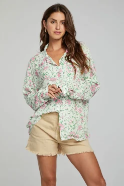Store Saville Button Down - Grass Daisy Floral Women Outerwear|Loungewear
