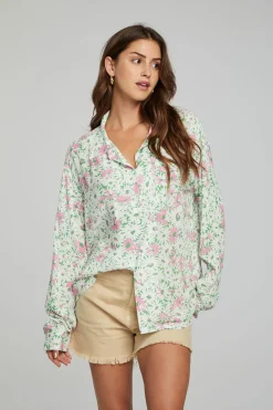 Store Saville Button Down - Grass Daisy Floral Women Outerwear|Loungewear
