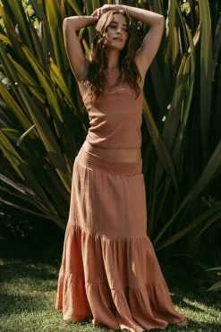 Fashion Seal Bronze Maxi Skirt Women Loungewear|Bottoms