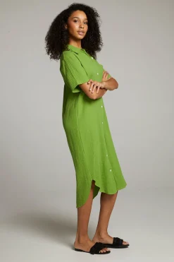 Cheap Sebastian Piquant Green Button Down Women Loungewear|Dresses