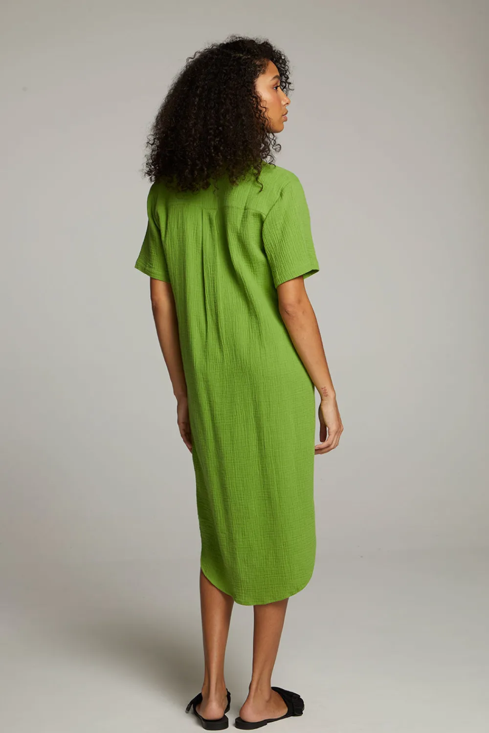 Cheap Sebastian Piquant Green Button Down Women Loungewear|Dresses