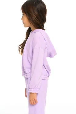 Clearance Semi Cropped Shirred Hoodie Pullover Kids Girls