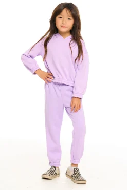 Clearance Semi Cropped Shirred Hoodie Pullover Kids Girls