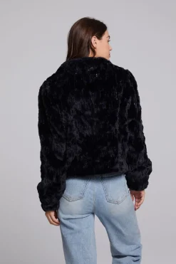 Cheap Sequin Faux Fur Puff Sleeve Jacket Women Outerwear|Loungewear
