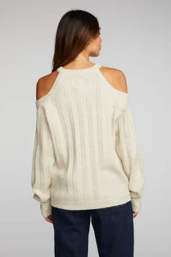 Hot Sequin Knit Cold Shoulder Sweater Women Outerwear|Loungewear