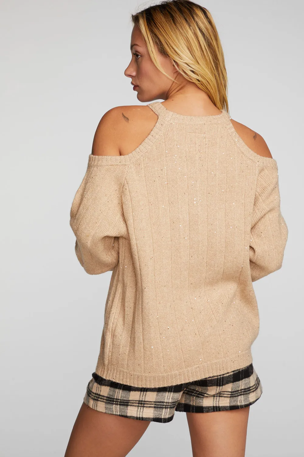 Flash Sale Sequin Knit Cold Shoulder Sweater Women Outerwear|Loungewear