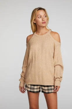 Flash Sale Sequin Knit Cold Shoulder Sweater Women Outerwear|Loungewear