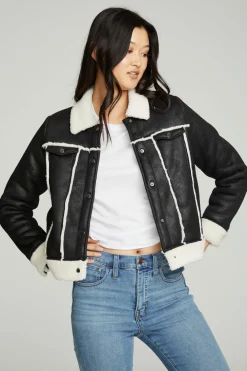New Shearling Trucker Jacket Women Outerwear|Tops