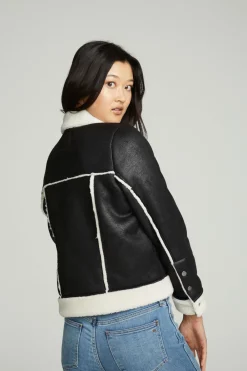 New Shearling Trucker Jacket Women Outerwear|Tops