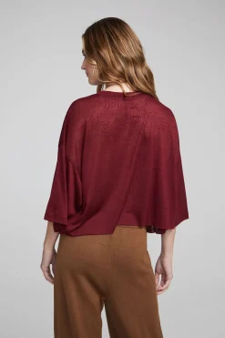New Shine Wine Red Tee Women Loungewear|Tops