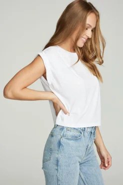 Cheap Shirred Muscle Tee With Twisted Roll Sleeve Women Tops