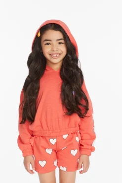 Discount Smiley Flower & Hearts Girls Pullover Hoodie Kids Girls