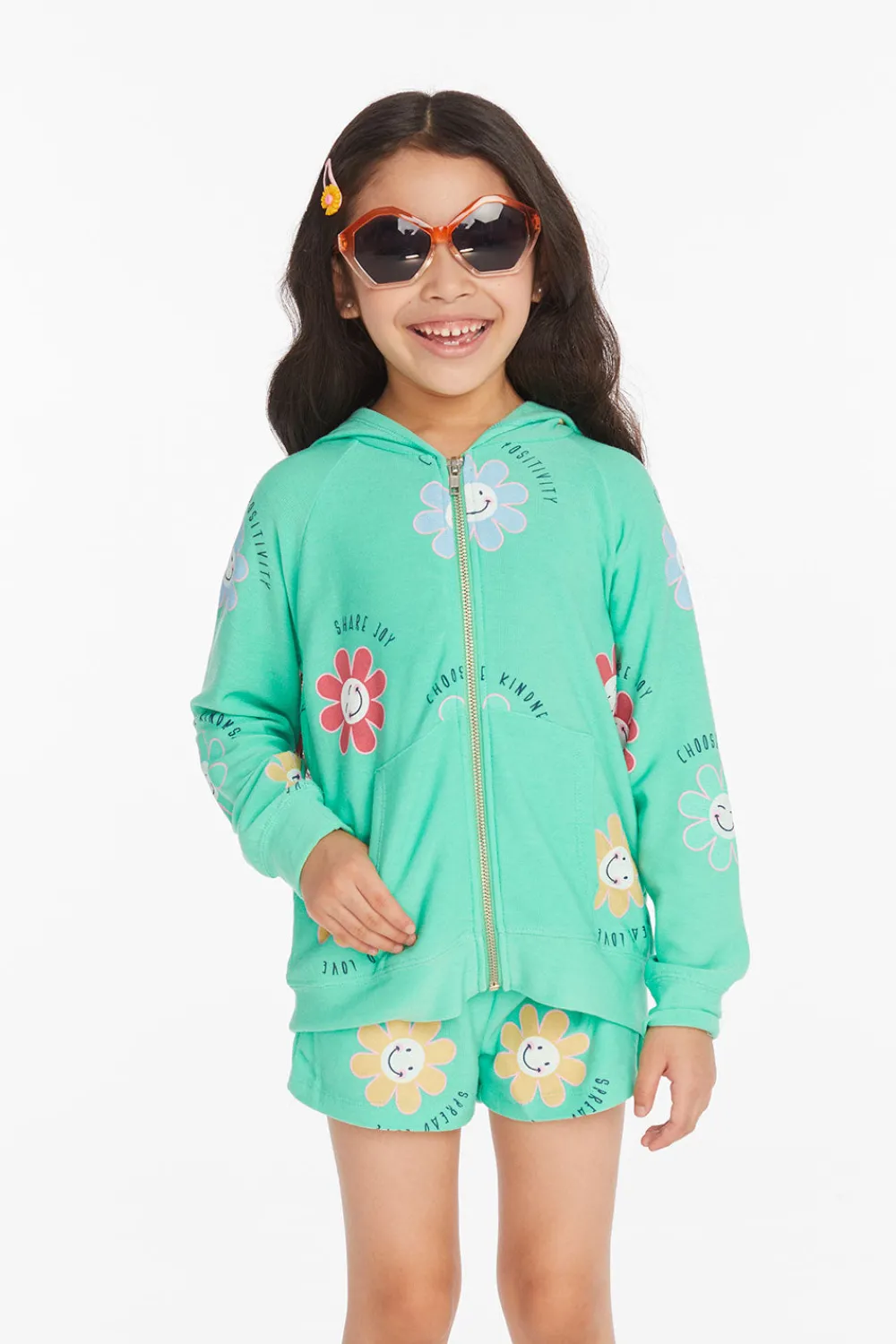 Shop Smiley Flower Girls Zip-up Hoodie Kids Girls