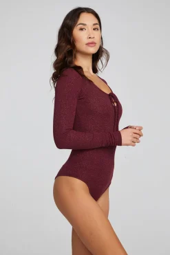 Hot Spelly Wine Red Bodysuit Women Loungewear
