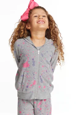 Flash Sale Splatter Paint Zip-up Hoodie Kids Girls