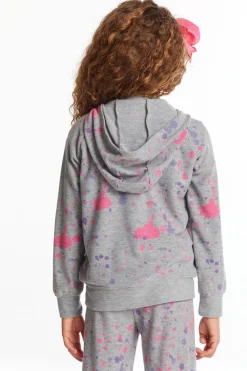 Flash Sale Splatter Paint Zip-up Hoodie Kids Girls
