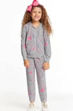 Flash Sale Splatter Paint Zip-up Hoodie Kids Girls