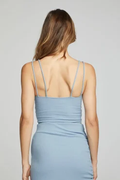 Clearance Strand Crop Top - Faded Denim Women Loungewear|Tops