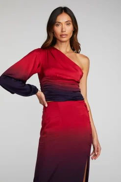 Online Stretch Silky Woven Cold Shoulder Blouse Women Loungewear|Tops