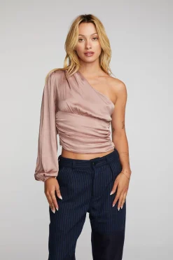 Hot Stretch Silky Woven Cold Shoulder Blouse Women Loungewear|Tops