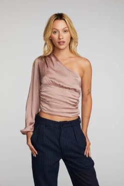 Hot Stretch Silky Woven Cold Shoulder Blouse Women Loungewear|Tops