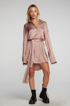 New Stretch Silky Woven Shirt Dress Women Loungewear|Dresses