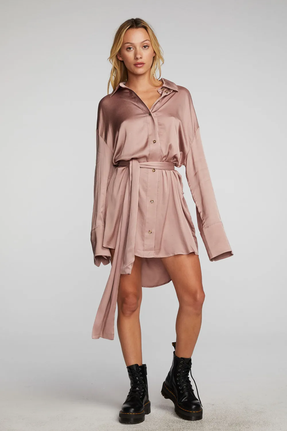 New Stretch Silky Woven Shirt Dress Women Loungewear|Dresses