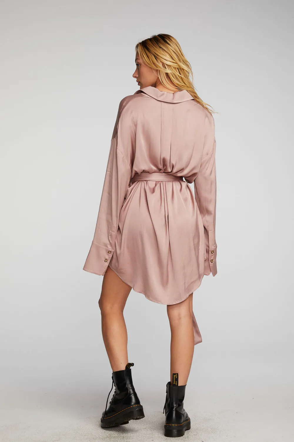 New Stretch Silky Woven Shirt Dress Women Loungewear|Dresses