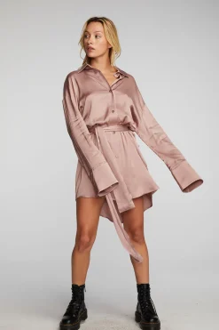 New Stretch Silky Woven Shirt Dress Women Loungewear|Dresses