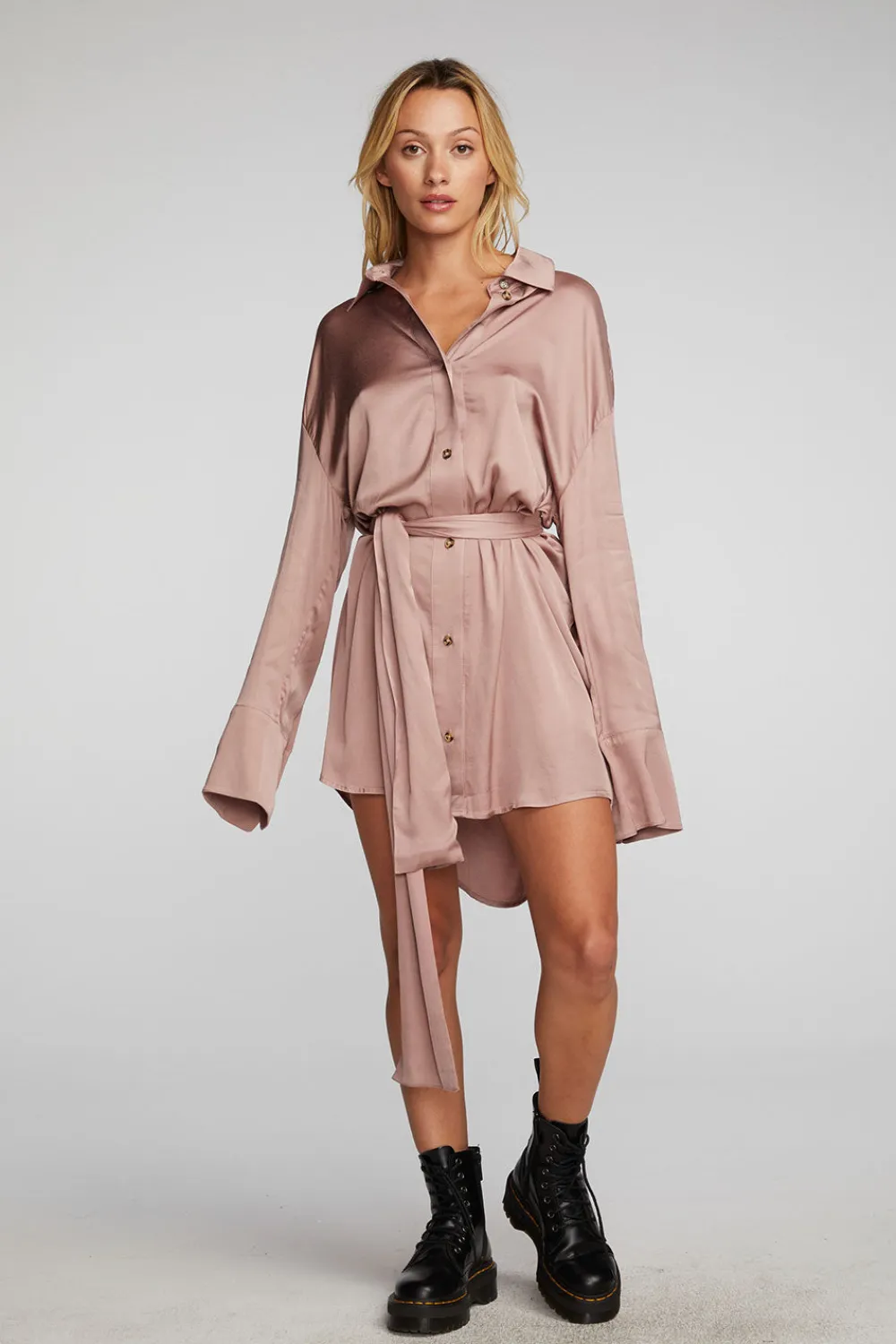 New Stretch Silky Woven Shirt Dress Women Loungewear|Dresses
