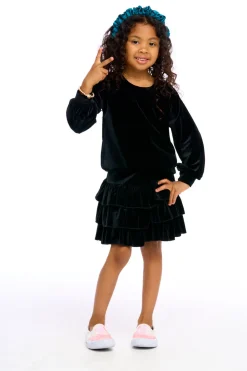 Best Stretch Velvet Blouson Sleeve Raglan Kids Girls