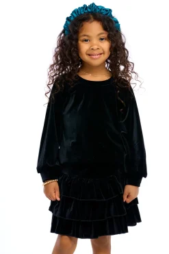 Best Stretch Velvet Blouson Sleeve Raglan Kids Girls