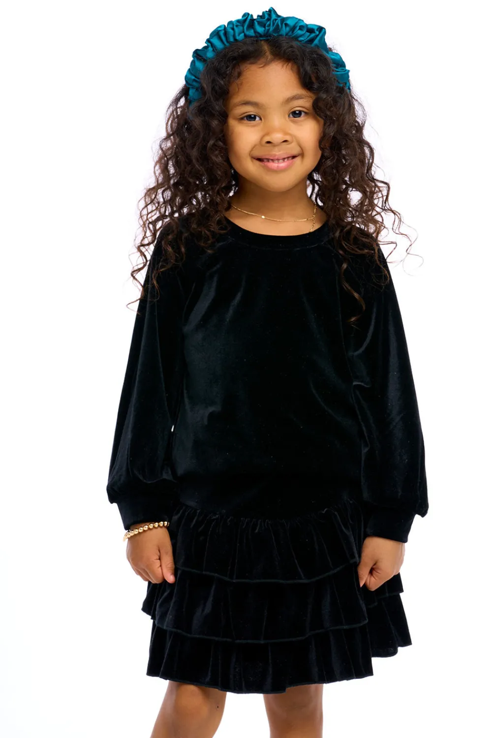 Best Stretch Velvet Blouson Sleeve Raglan Kids Girls