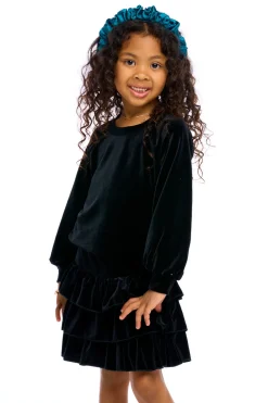 Best Stretch Velvet Blouson Sleeve Raglan Kids Girls