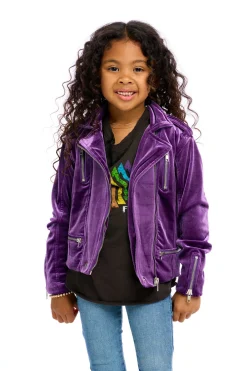 Cheap Stretch Velvet Moto Jacket Kids Girls