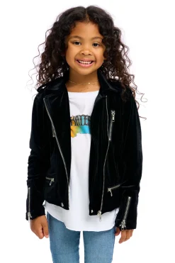 Sale Stretch Velvet Moto Jacket Kids Girls