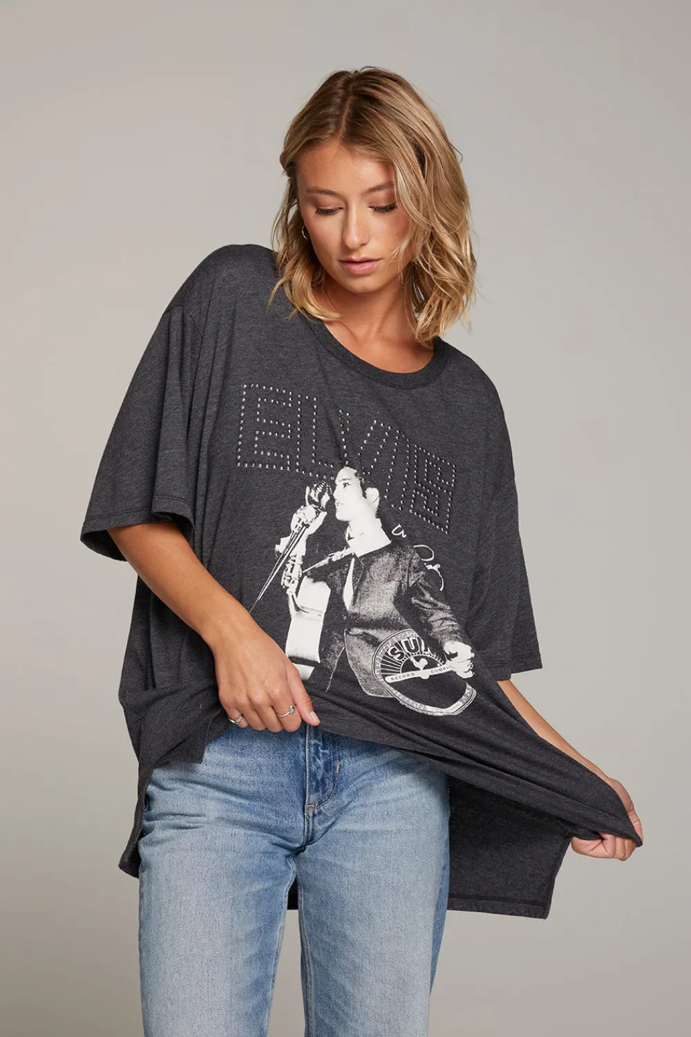 Fashion Sun Records Elvis Oversized Tee Women Loungewear|Graphics