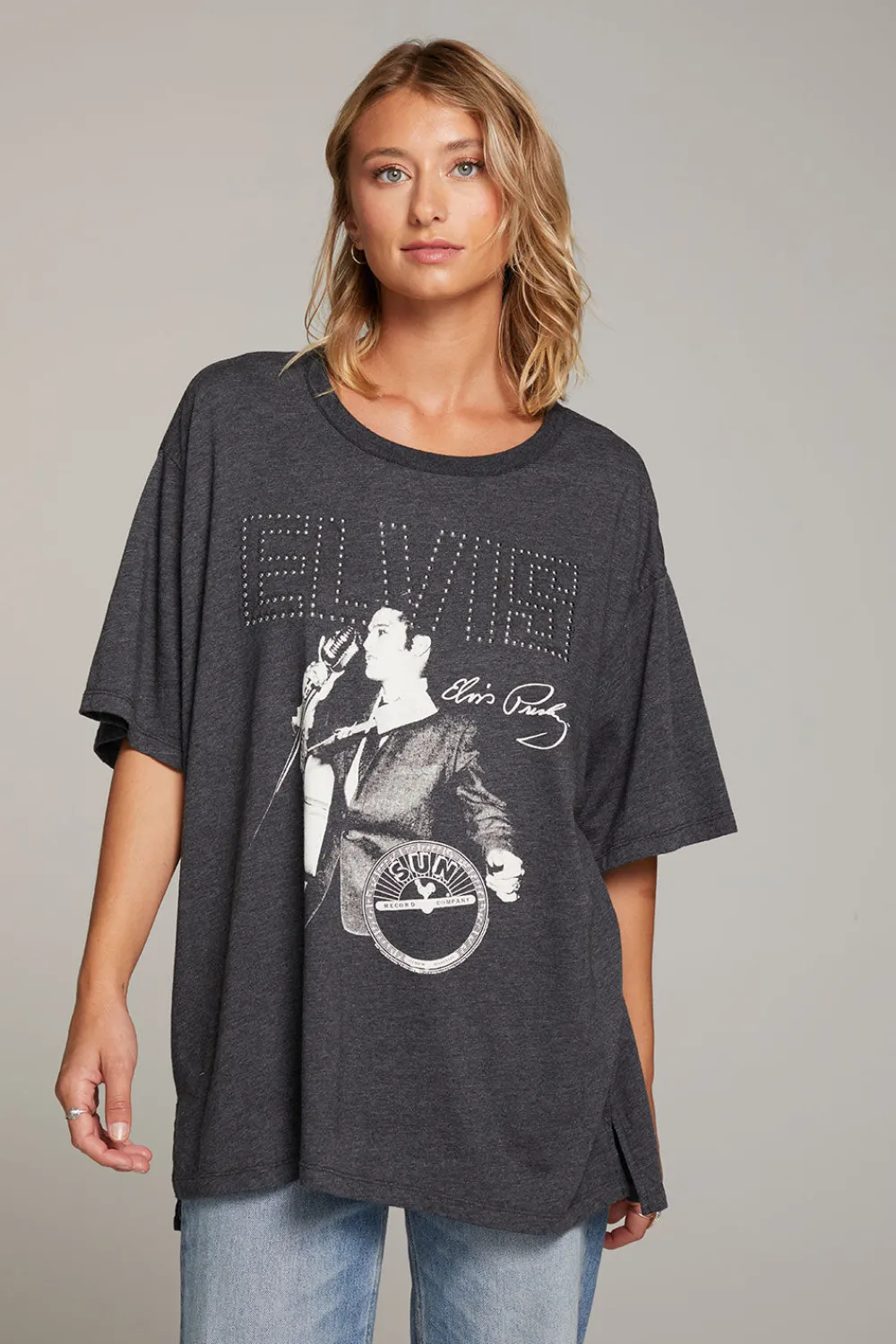 Fashion Sun Records Elvis Oversized Tee Women Loungewear|Graphics