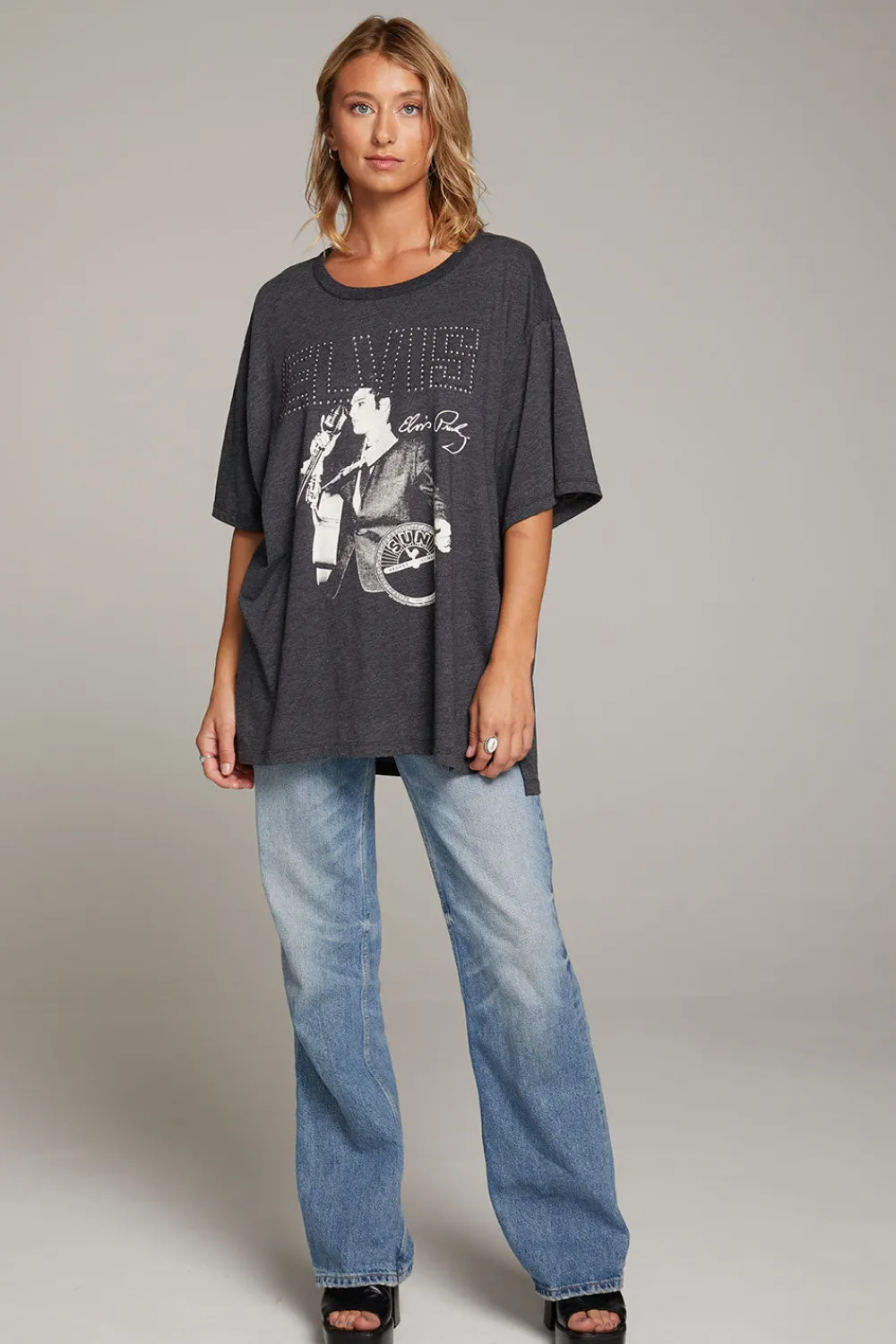 Fashion Sun Records Elvis Oversized Tee Women Loungewear|Graphics