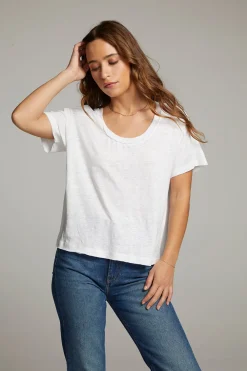 Shop Sunshine White Scoop Neck Tee Women Loungewear|Tops