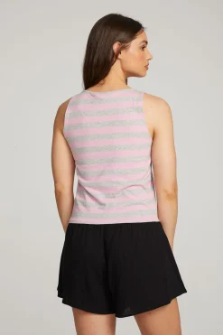 Cheap Teague Pastel Lavender And Grey Marl Striped Tank Women Loungewear|Tops