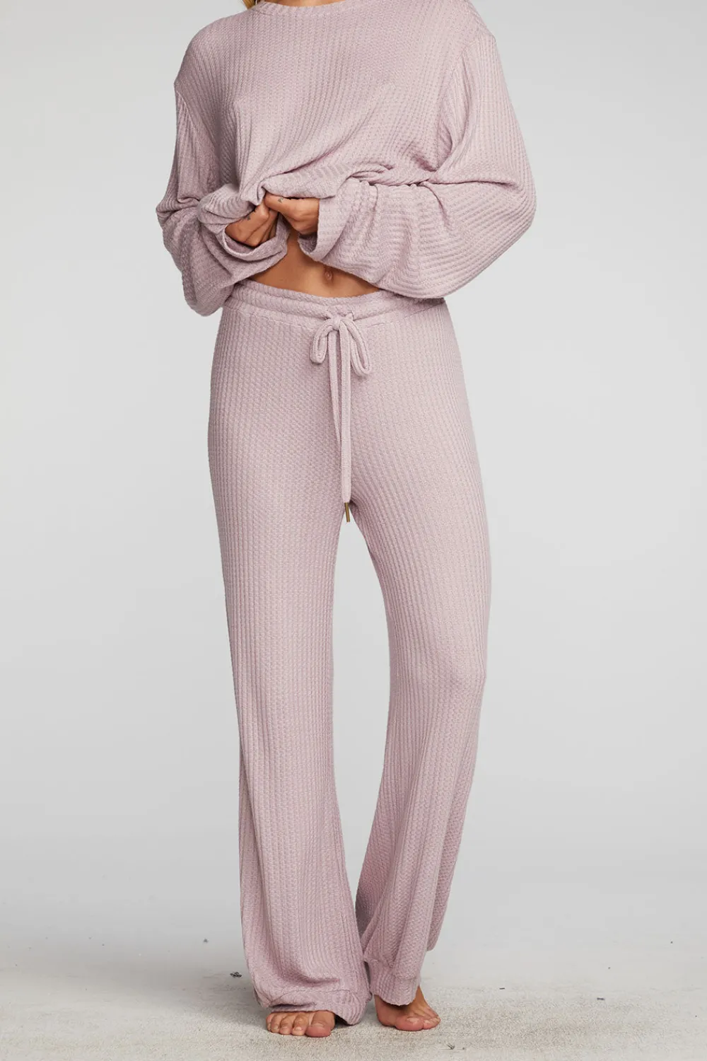 Discount Thermal Waffle Blouson Hem Joggers Women Bottoms